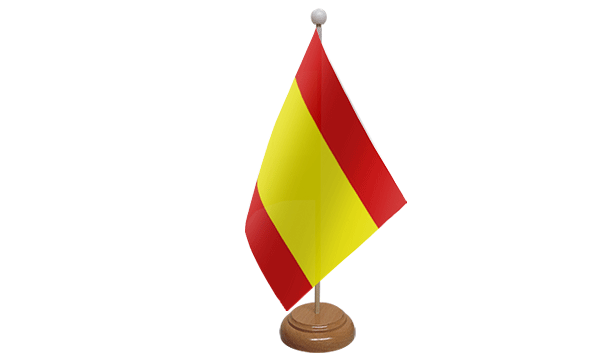 Spain No Crest Small Flag with Wooden Stand